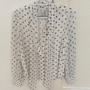 Joie White and Black Polka Dot Blouse